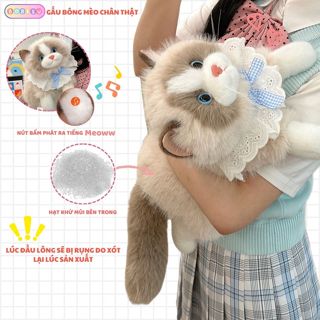  Gấu Bông Mèo Giống Thật Dễ Thương Có Phát Ra Tiếng Kêu Lông Dài Mềm Mại Làm Gấu Ôm Ngủ Quà Tặng Sinh Nhật Cho Bé Gái 