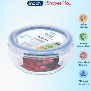  Hộp thuỷ tinh tròn Inochi nhiều dung tích hộp đựng cơm văn phòng hộp thủy tinh có nắp đậy 
