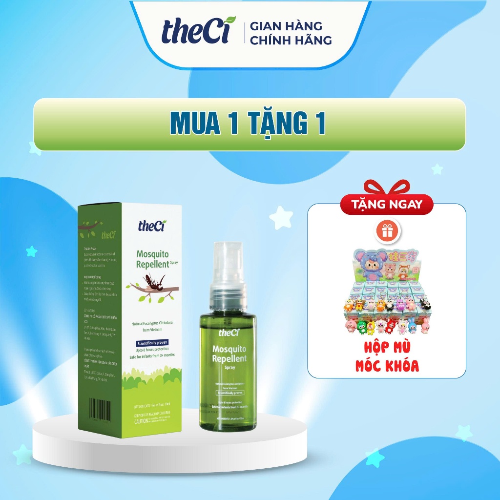 Xịt Muỗi theCi Cho Bé Mosquito Repellent Spray Đuổi Muỗi Ngăn Côn Trùng, An Toàn Cho Bé 50ml - TCVN