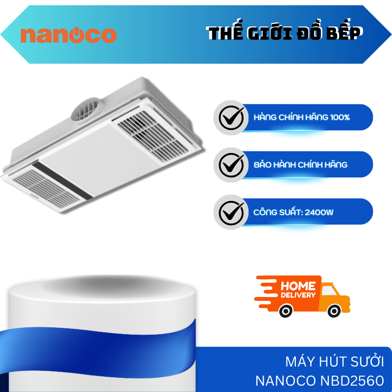 Quạt Hút Sưởi 5in1 Nanoco NBD2560 – Công Suất Sưởi 2400W, Hoạt Động Êm Ái – Nhựa Cao Cấp – TGB