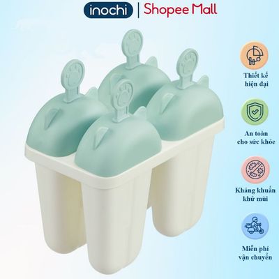 Khuôn làm kem que cho bé, nhựa nguyên sinh, không BPA an toàn tuyệt đối Inochi Kari có nắp đậy