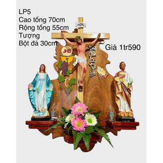  Bàn thờ Công Giáo bằng gỗ - kt: 70x55 - tượng 30cm  nguyên combo như hình  