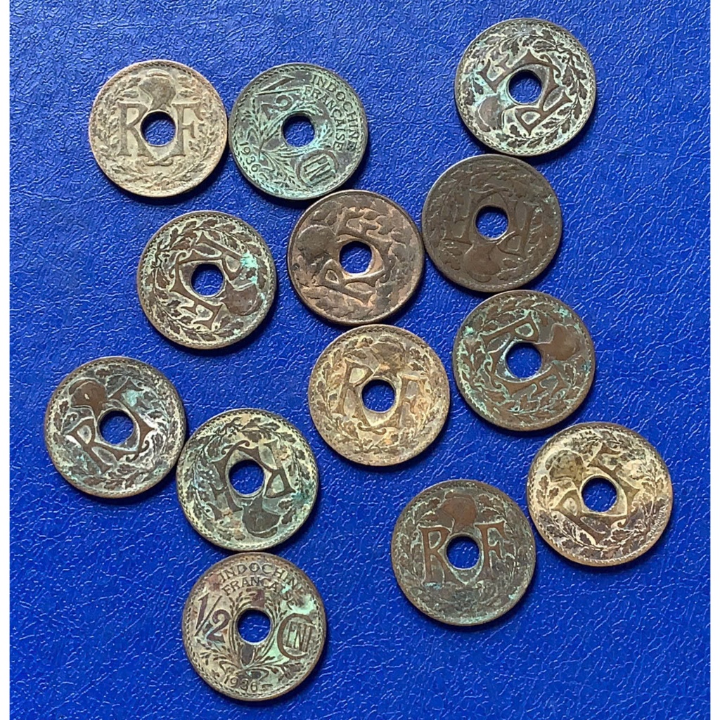 SƯU TẦM XU VIỆT NAM ĐÔNG DƯƠNG 1/2 CENT 1936 HOẶC 1938 INDOCHINE