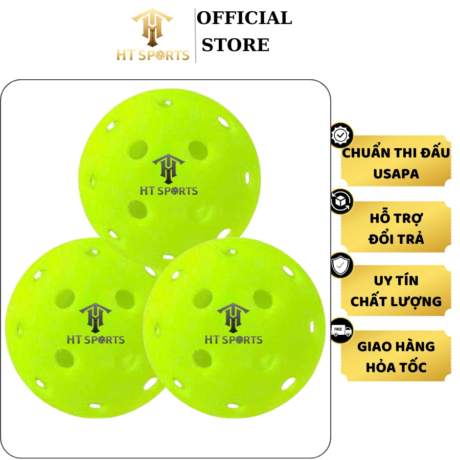 Bóng pickleball HT SPORTS  đạt chuẩn USAPA, đúc nguyên khối 40 lỗ chính xác, độ bền cao.