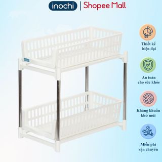  Kệ trượt Inochi thiết kế 2 tầng tiện dụng thanh inox 304 k gỉ kệ đựng mỹ phẩm kệ gia vị nhà bếp 