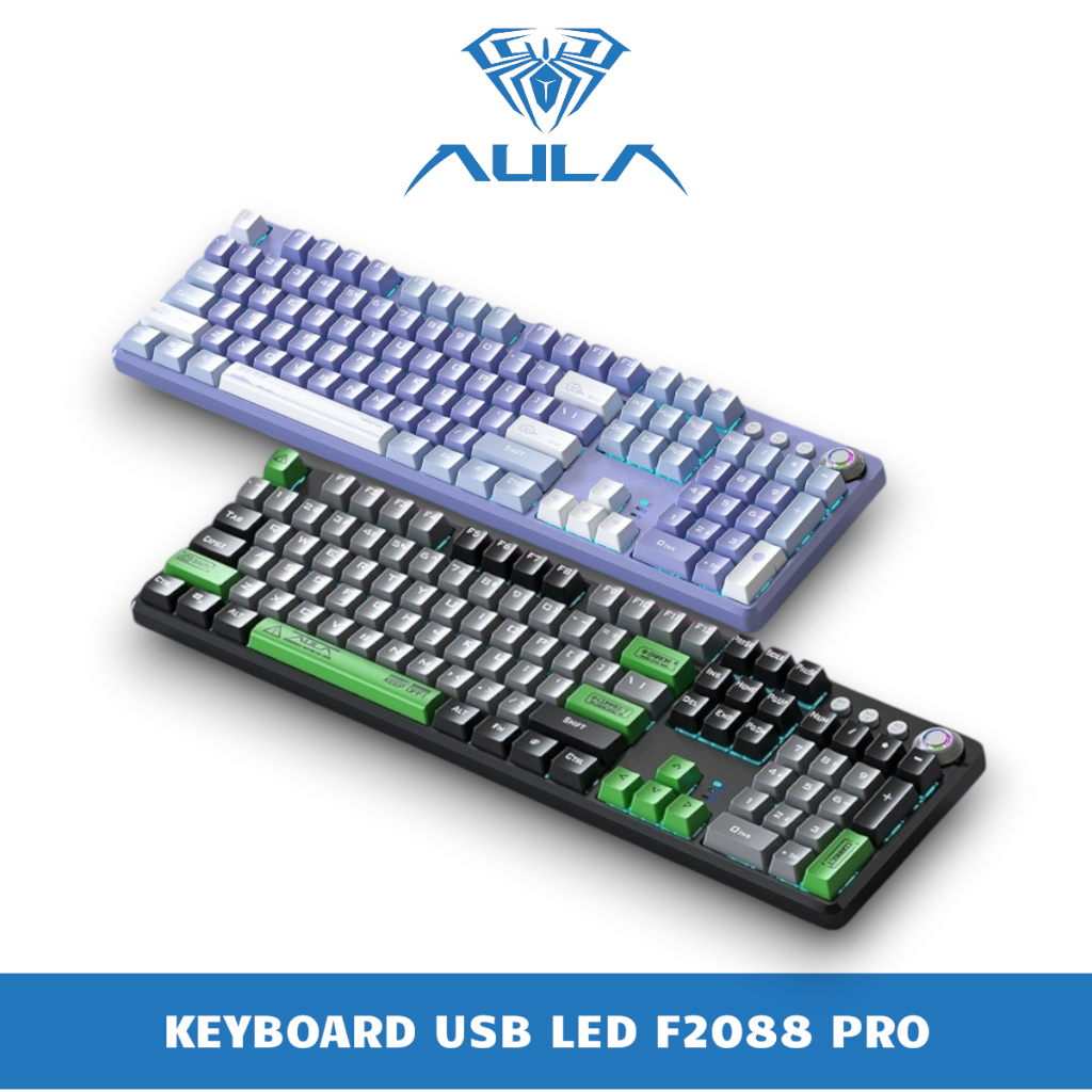 Bàn Phím Cơ Gaming Có Dây (USB) AULA F2088 PRO - Kèm Keycaps Thay, Có Nút Knob Điều Chỉnh Âm Lượng