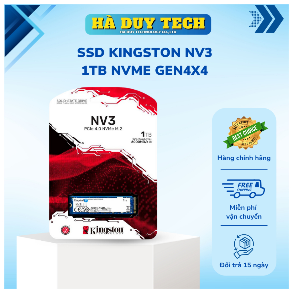 SSD KINGSTON NV3 1TB NVME GEN4x4 (R6000/W4000) - Chính Hãng - BH 36th - Hà Duy Tech