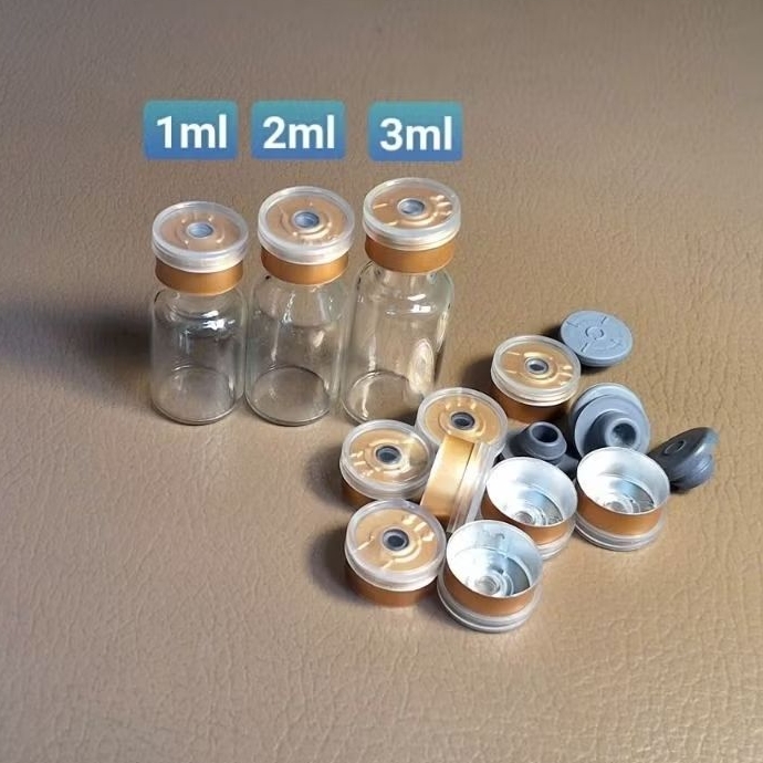 Combo 100 lọ thủy tinh 1ml, 2ml, 3ml + nắp caosu+ nắp nhôm