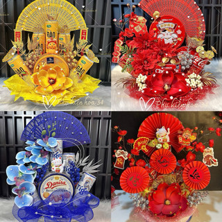  Set phụ kiện trang trí bánh  giỏ quà tết  tặng 1 keo nến  