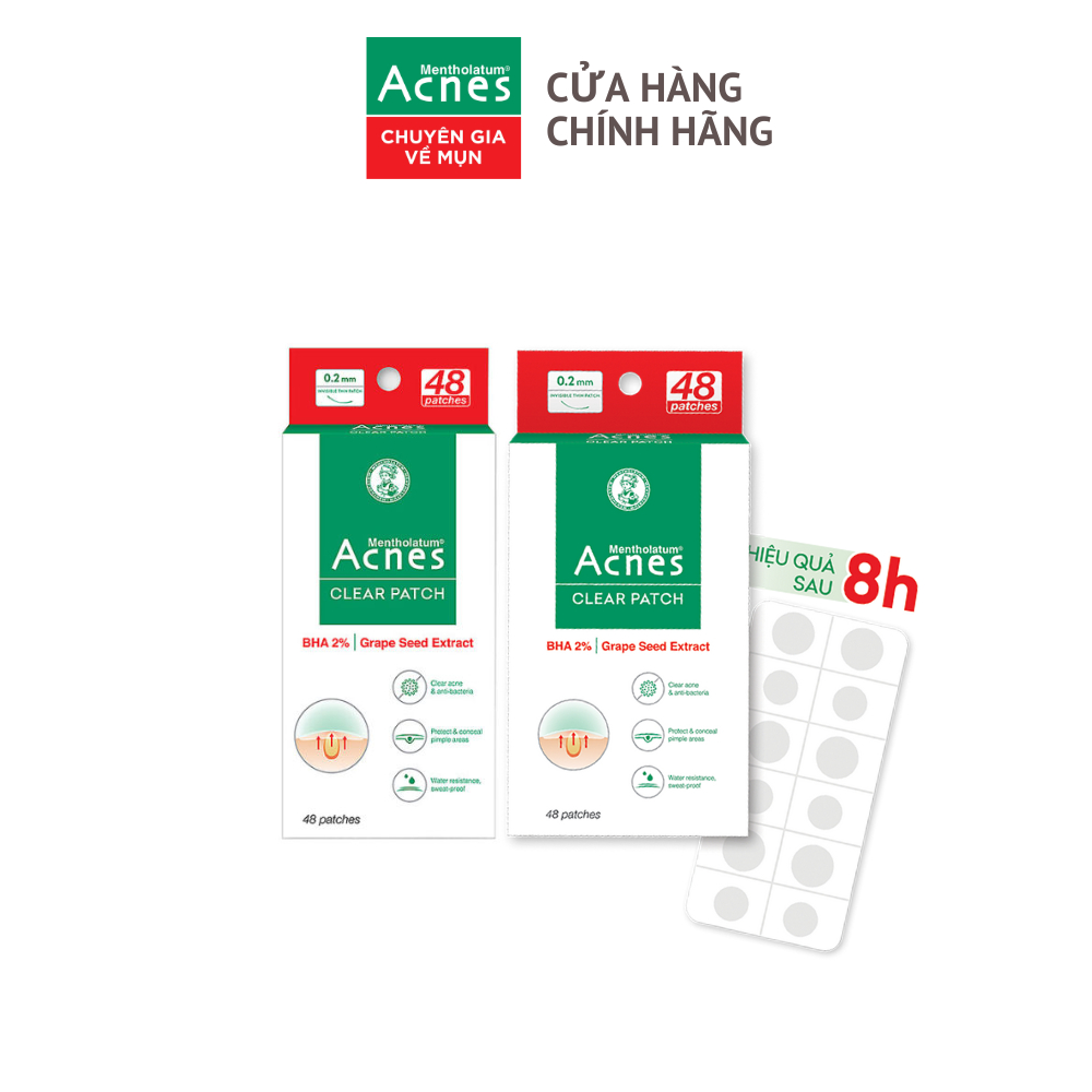 [VB] Combo 2 Hộp miếng dán mụn giúp giảm mụn sưng viêm Acnes Clear Patch (Hộp 48 Miếng x 2)
