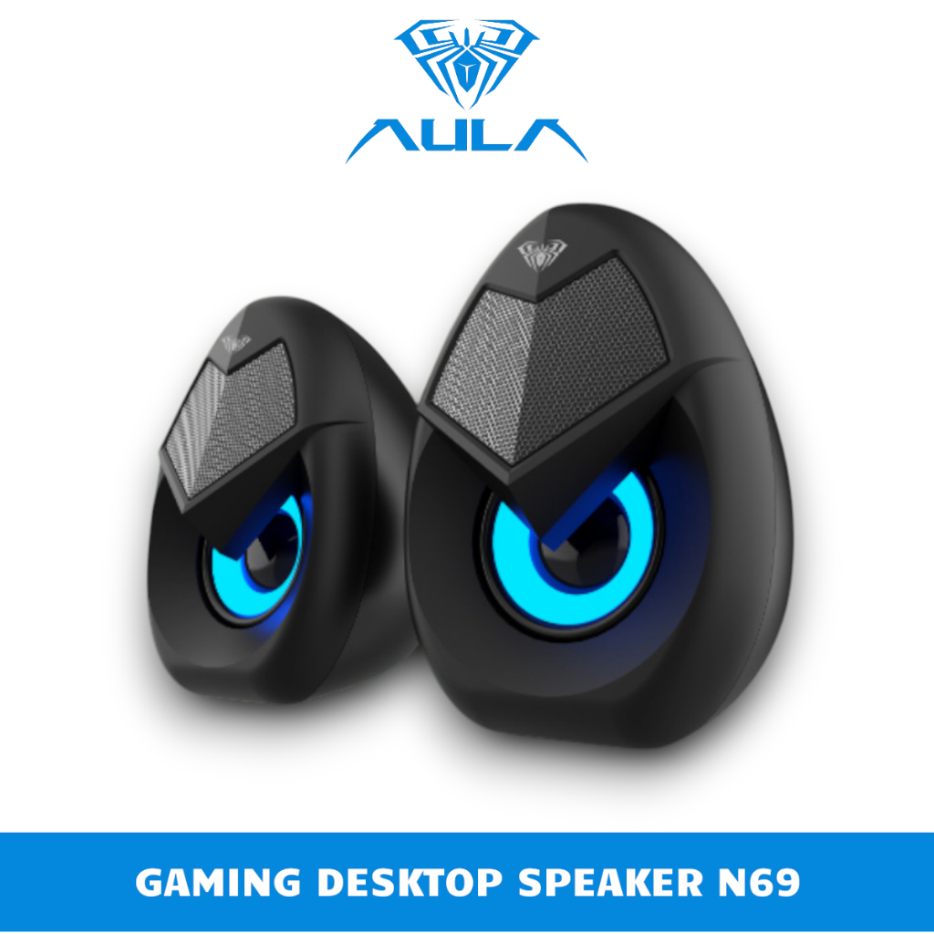 Loa Vi Tính Gaming 2 Cái/Bộ Có Dây USB (Nguồn) Và 3.5mm (Audio) AULA N69 - LED, Âm Thanh Sống Động