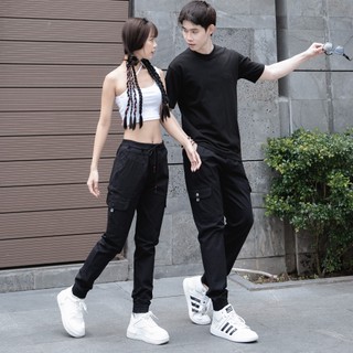 Quần kaki túi hộp nam nữ KQSTYLING lưng thun ống túm co giãn 4 chiều cao cấp ĐEN 