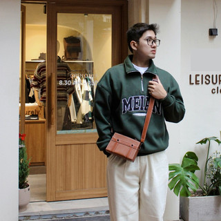   TẶNG TÚI KRAFT  Áo sweater nỉ form rộng lót lông Meian cổ khóa halfzip trẻ trung oversize phong cách Hàn Quốc thêu chữ 