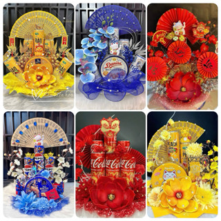    Tặng 1 keo nến  Set phụ kiện trang trí tháp nước tháp bánh giỏ quà deco ngày tết 