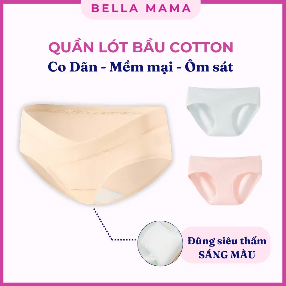Quần Lót Bầu Bella Mama Cạp Chéo Cotton Quần Lót Bà Bầu Và Sau Sinh  Mềm Mát Nhẹ Thoáng Khí Q01