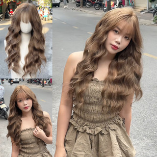 DJ-14 tóc giả nữ nguyên đầu xoăn hippie dài 60cm by Dung Ji