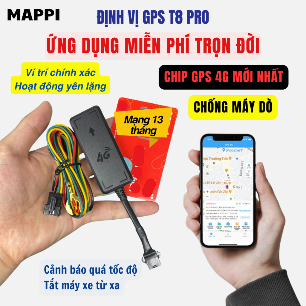 Định vị xe máy oto T8 Pro