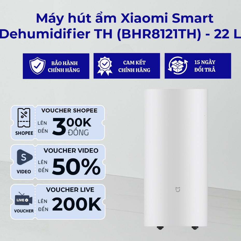 Máy hút ẩm Xiaomi Smart Dehumidifier TH (BHR8121TH) 22L/ngày - Bản Quốc Tế - BH Chính Hãng 12 Tháng