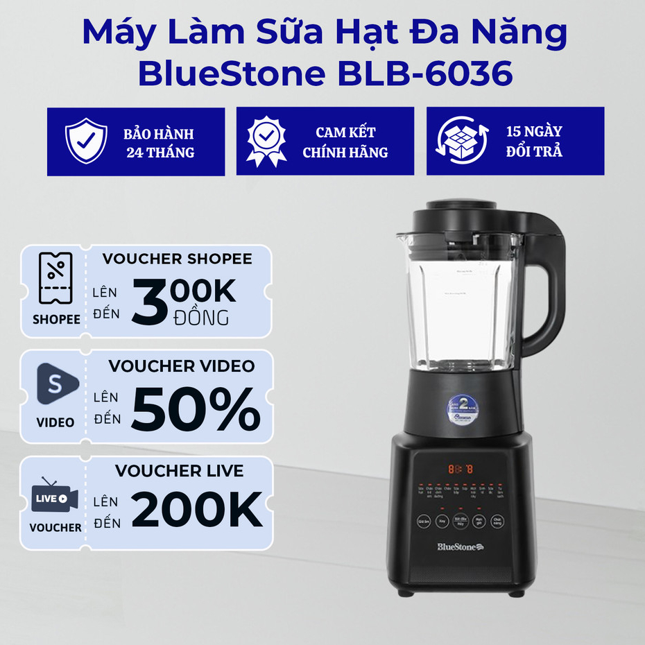 Máy Làm Sữa Hạt Đa Năng BlueStone BLB-6036 - 1.75 Lít 1000W - Bảo Hành Chính Hãng 24 Tháng