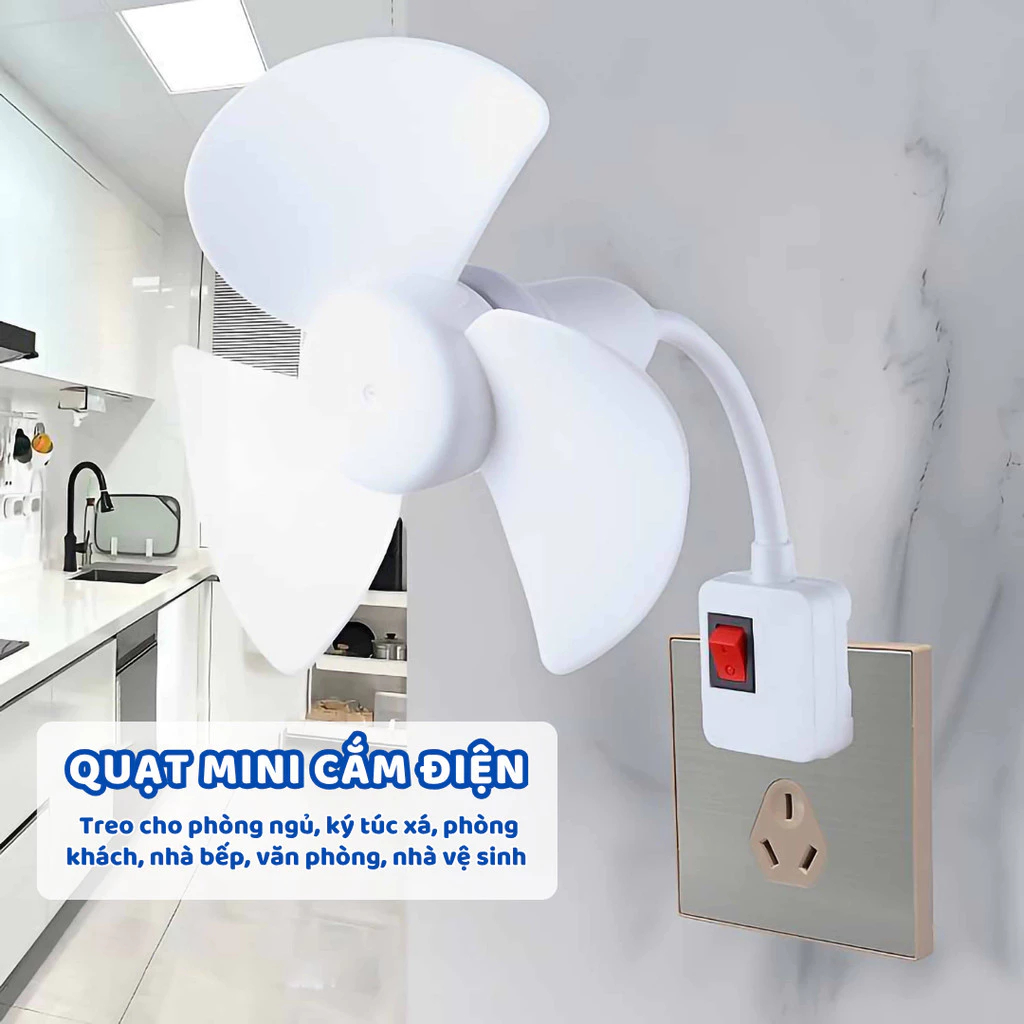 PVN72843 Quạt Mini Treo Nhà Vệ Sinh Xoay 360 Độ Quạt Treo Tường Nhà Bếp Nhà Tắm Quạt Cắm Điện Để Bàn Tiện Lợi