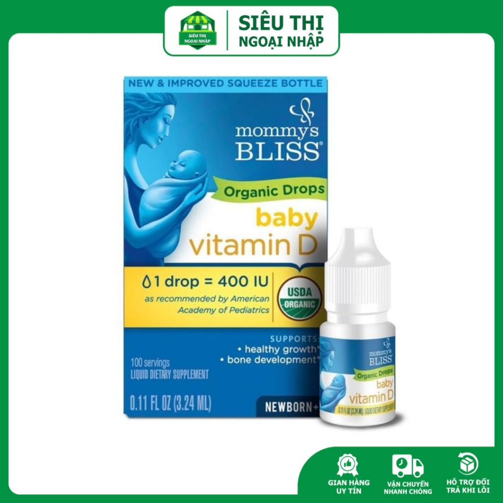 Thưc phẩm hỗ trợ sức khoẻ Mommy’s Bliss - Vitamin D3 hữu cơ Mỹ