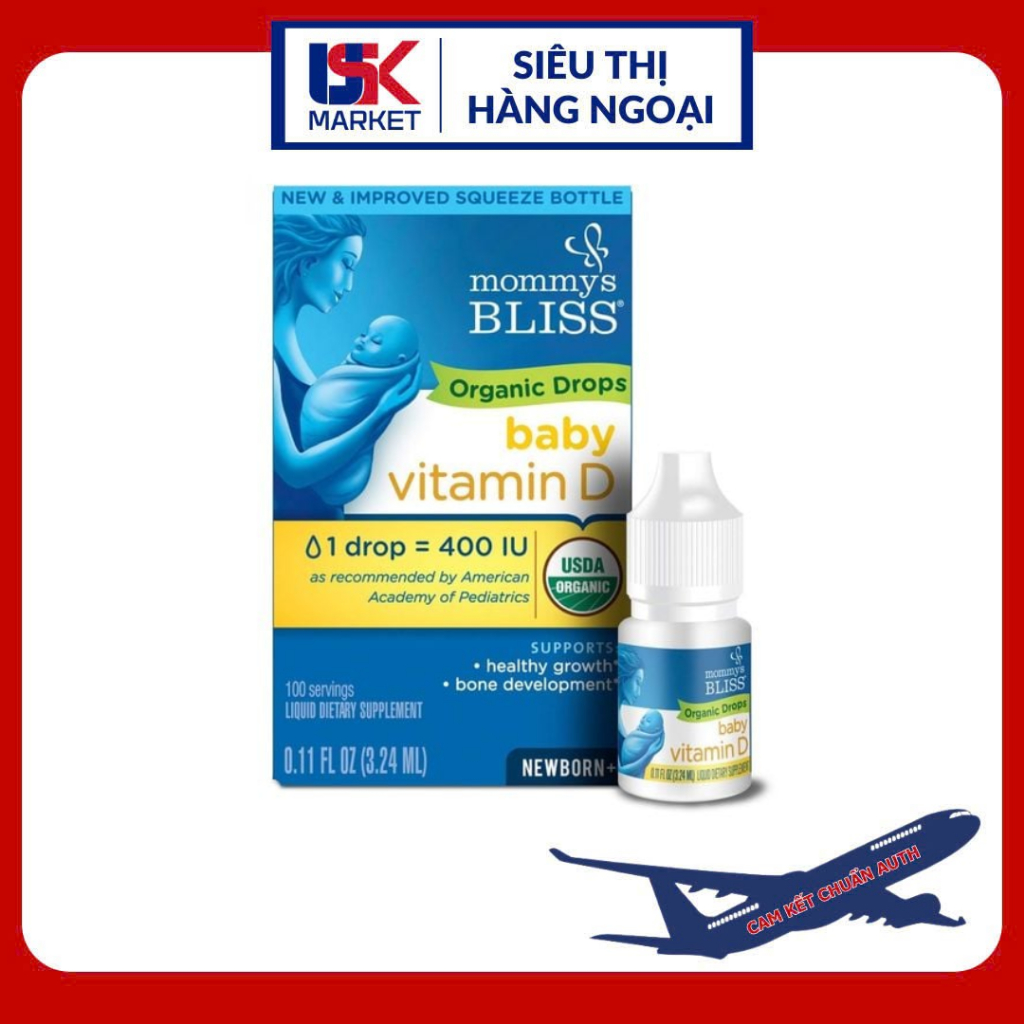 Vitamin D3 Drops Mommy's Bliss 3.24ml - Hữu Cơ Siêu Sạch Cho Bé Sơ Sinh