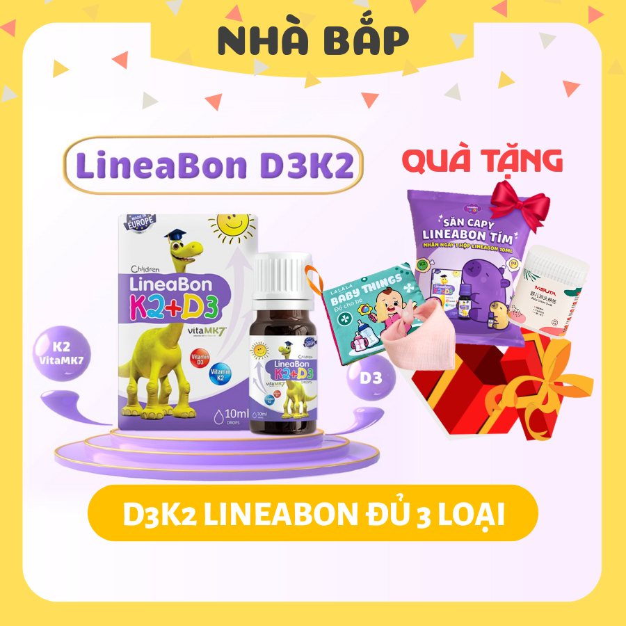 Lineabon k2 d3 bổ sung vitamin d3 k2 tinh khiết giúp bé ngủ ngon, cao lớn, lọ 10ml - Nhà Bắp Store