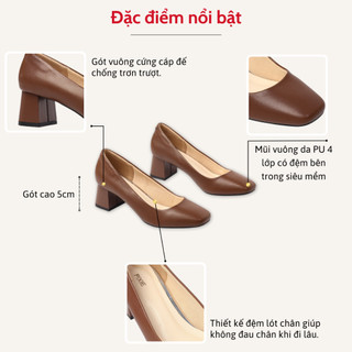 Giày Cao Gót Nữ 5cm Mũi Vuông Pixie X558