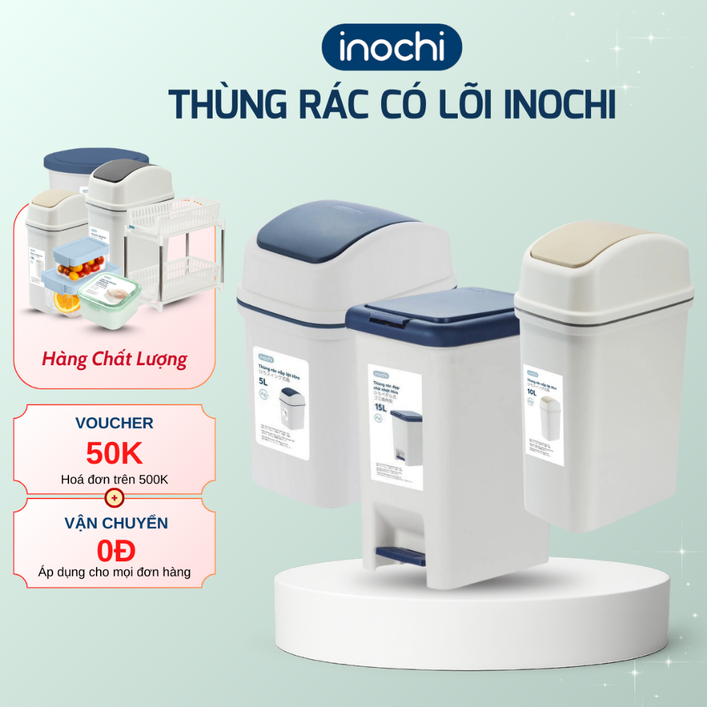 Thùng rác có lõi bên trong 5L,10L,20L,30L- INOCHI đựng Rác Văn Phòng, Khách sạn, Gia Đình