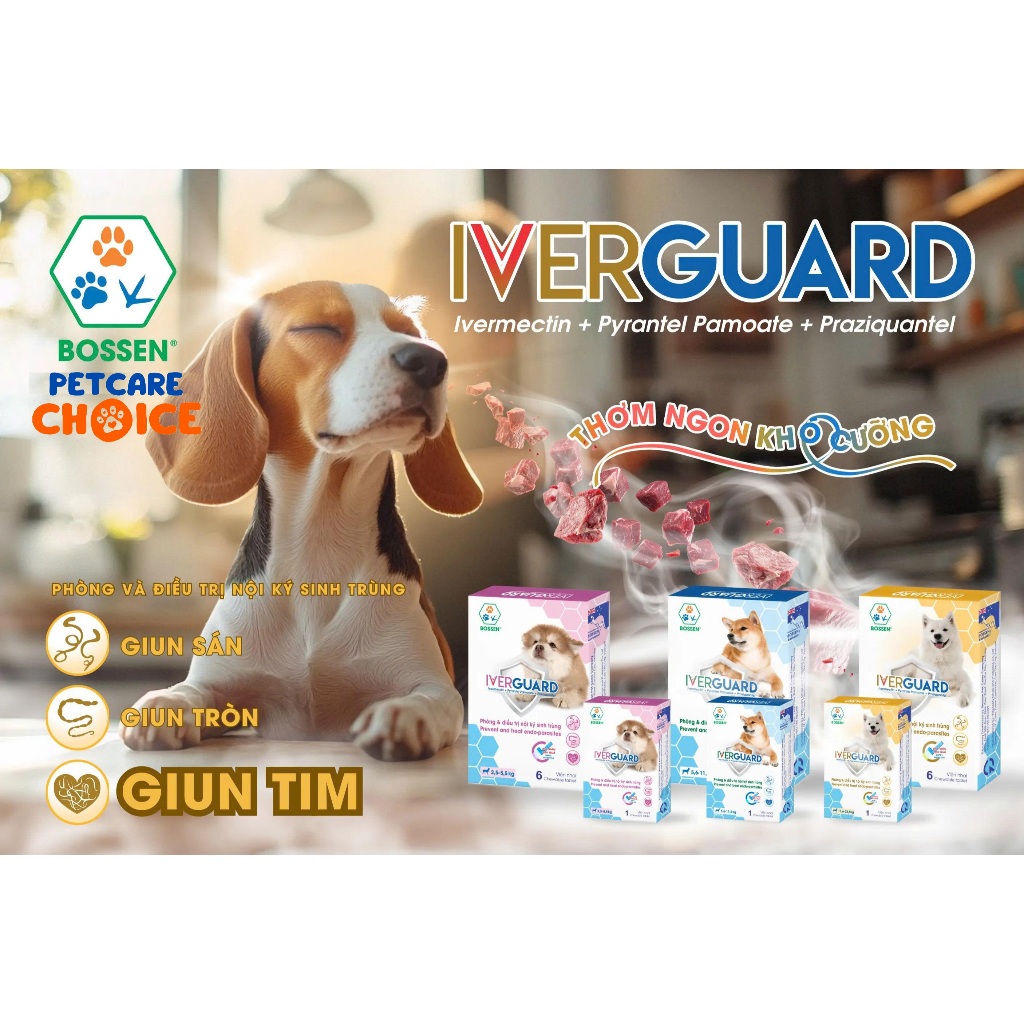 IVERGUARD Viên Tẩy Giun Sán Cho Chó, Phòng Ngừa Giun Tim, Giun Tròn, Giun Móc, Sán Dây Cho Chó