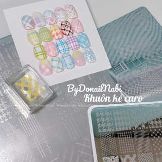 Khuôn thép in họa tiết caro trang trí móng tay
