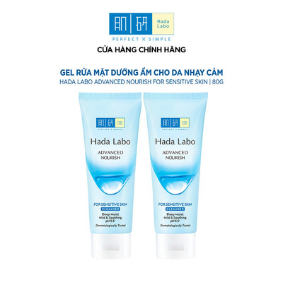 [VB] Combo 2 Sữa rửa mặt dưỡng ẩm dạng gel cho da nhạy cảm Hada Labo Advanced Nourish For Sensitive Skin Cleanser 80g