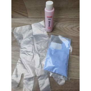 Combo 100gram Bột tẩy, 100ml oxy, bao tay