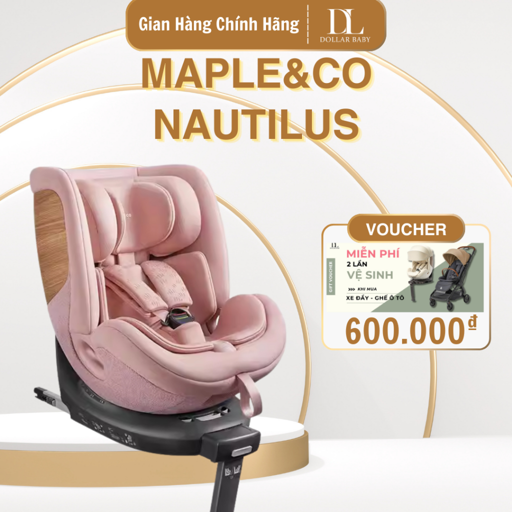 Ghế Ô Tô Maple&Co Nautilus - 0-7 Tuổi, Xoay 360 Độ, Chuẩn R129, Lắp Đặt ISOFIX - Chính Hãng Mỹ