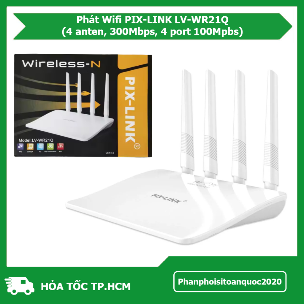 Router Wifi PIX-LINK LV-WR21Q Chuẩn 802.11N Tốc Độ 300Mbps – 4 Anten – 4 Cổng LAN