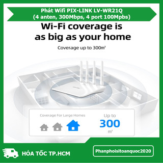 Router Wifi PIX-LINK LV-WR21Q Chuẩn 802.11N Tốc Độ 300Mbps – 4 Anten – 4 Cổng LAN