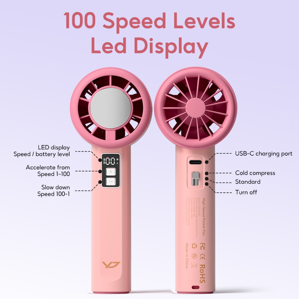 Yodevoe B02 Quạt Cầm Tay Gió 10m/s 100 Mức Điều Chỉnh Pin Dùng 9 Giờ Thiết Kế Nhỏ Gọn Phù Hợp Mọi Tình Huống 4000mAh 110 | BigBuy360 - bigbuy360.vn