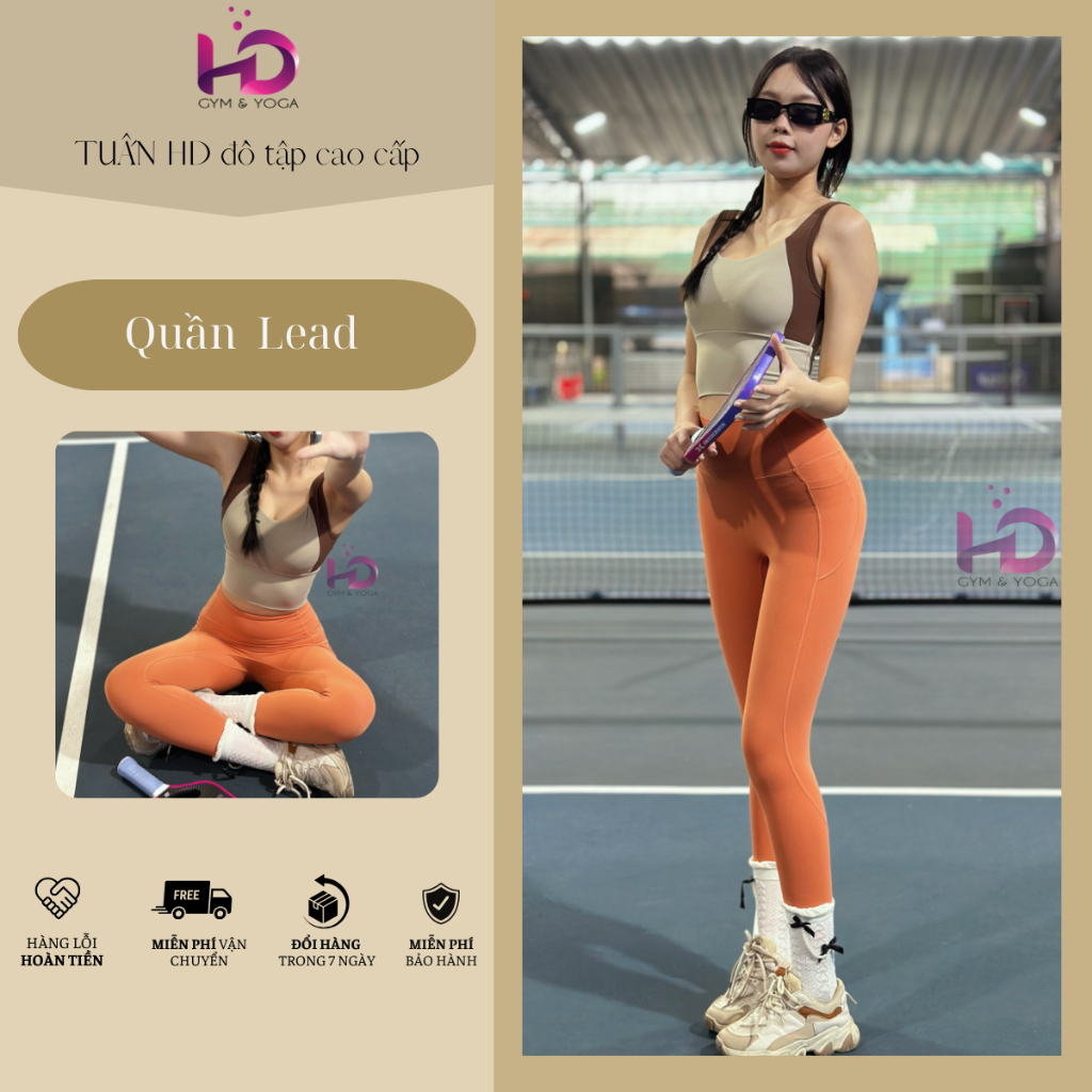 Quần Legging Nữ Có Túi TUẤN HD (Quần Lead) - Quần Tập Gym Pickleball Cạp Cao Nâng Mông Hack Dáng