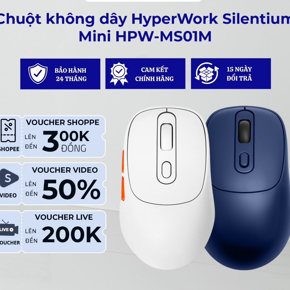 Chuột không dây HyperWork Silentium Mini MS01M ( Bluetooth/2.4GHz ) - Hàng Chính Hãng