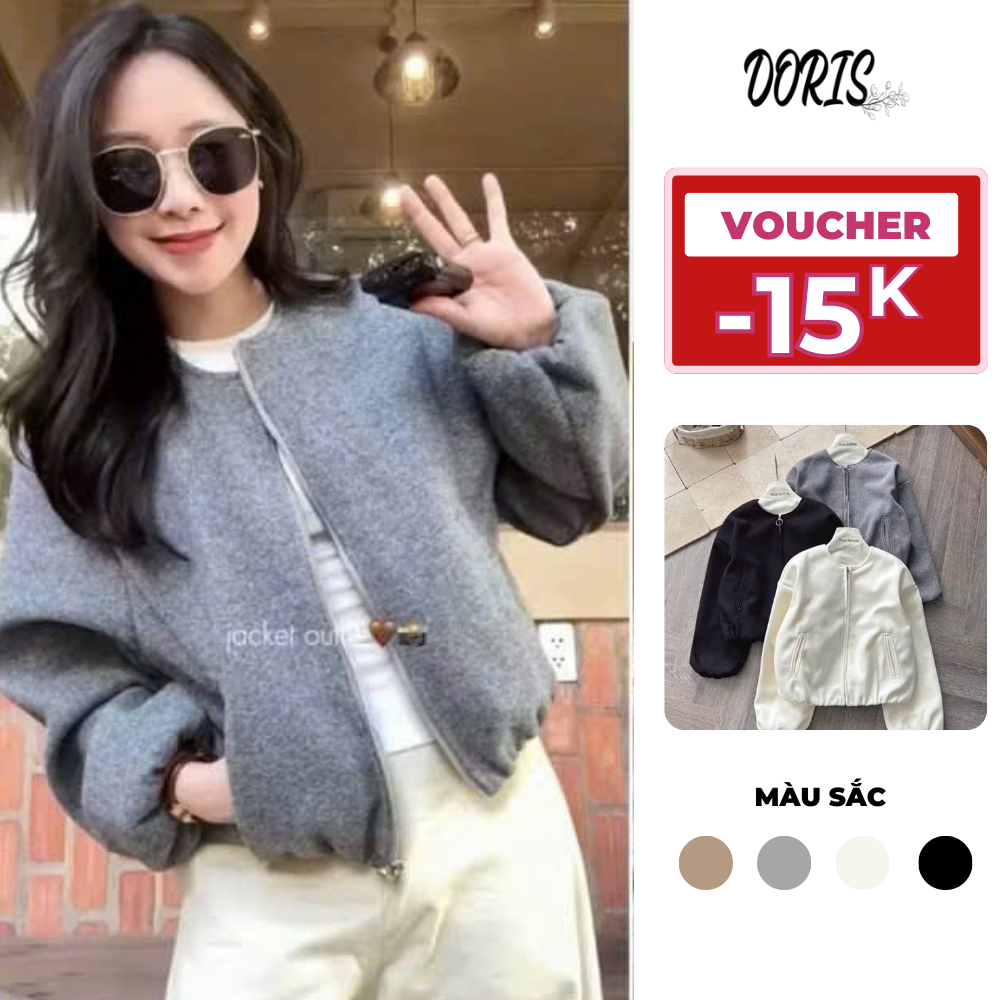 [VOUCHER MỞ BÁN 15K]Áo Khoác Dạ Ép 2 Lớp hàng chất đẹp, Dáng Bồng, Áo Khoác Dạ Bomber Nữ Dáng Ngắn B