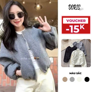   VOUCHER MỞ BÁN 15K Áo Khoác Dạ Ép 2 Lớp Dáng Bồng Áo Khoác Dạ Bomber Nữ Dáng Ngắn Basic Khóa Kéo - Doris_Clothess 