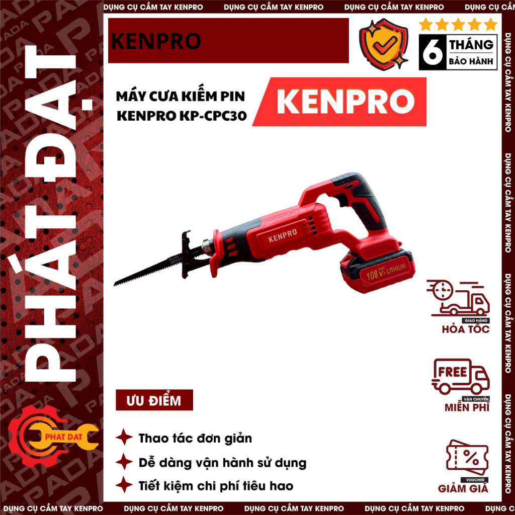 Máy Cưa Kiếm Cầm Tay Dùng Pin KENPRO - Tặng Kèm 4 Lưỡi Cưa Kiếm - Bảo Hành 6 Tháng