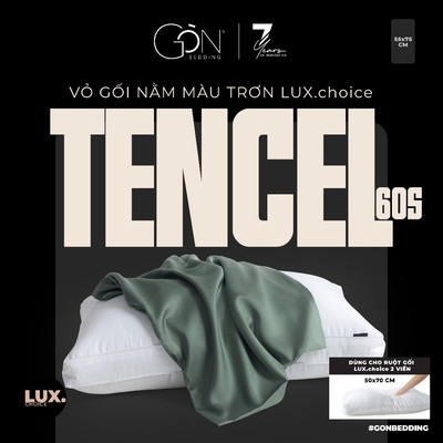 [LUX. Choice] 01 Vỏ Gối Nằm Gòn Bedding Lụa Tencel 60s Cao Cấp Dành Cho Ruột Gối LUX. Choice Màu Trơn 55x75 cm