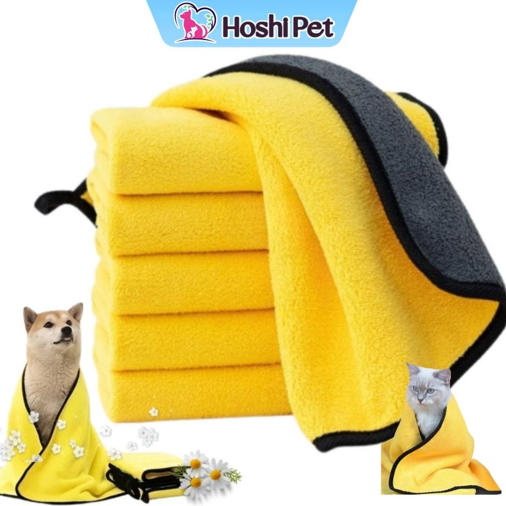 Khăn Tắm Chó Mèo, Thú Cưng Bông Siêu Thấm Hút Nhiều Kích Thước Hoshi Pet