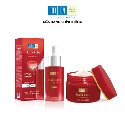 [VB] Combo dưỡng da chuyên biệt, cải thiện dấu hiệu lão hóa: Serum Hada Labo Pro-Aging Retinol B3 30ml +Kem dưỡng ẩm 50g