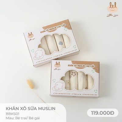 Sét 5 chiếc khăn xô sữa muslin dành cho bé Lil little love (BBKS01)