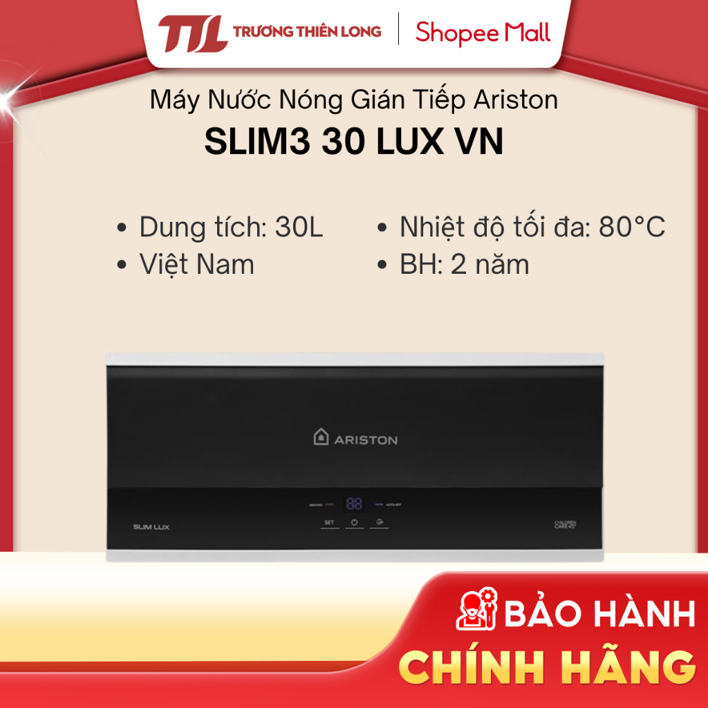 SLIM3 30 LUX VN - Máy Nước Nóng Gián Tiếp Ariston 30 Lít SLIM3 30 LUX VN [FREESHIP HCM]