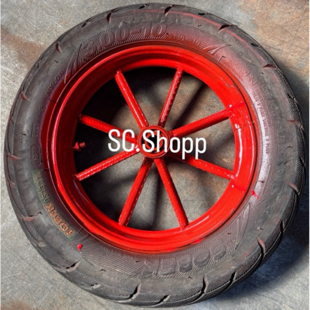 Bánh xe rùa đường kính 40cm săm mới lốp cũ,bánh xe 300-10 chế tạo các loại xe kéo xe đẩy kèm trục 17