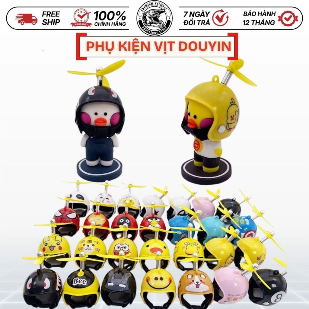 Phụ Kiện Gắn Xe, Vịt Doyuin Đứng Gắn Xe, Vịt Gắn Xe, Trang trí Ô Tô, Xe Máy, Có Chong Chóng Loại Lớn