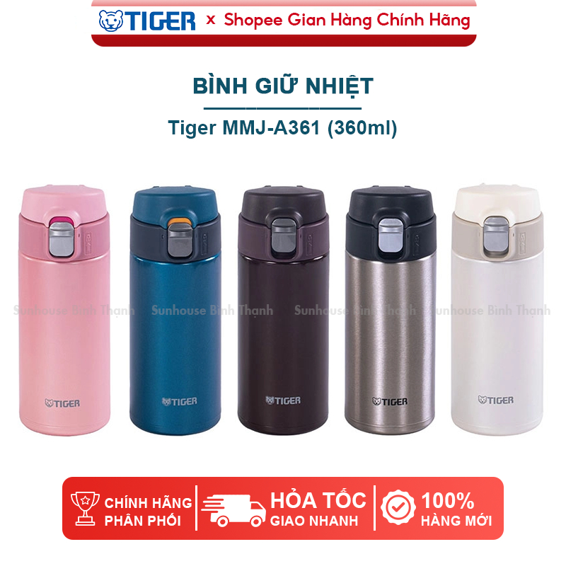 Bình giữ nhiệt inox Tiger MMJ-A361 (360ml) nhiều màu lựa chọn - Chính hãng Tiger, sản xuất Việt Nam
